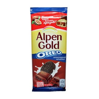 Шоколад Альпен Голд молочный Орео с шоколадной начинкой 95г